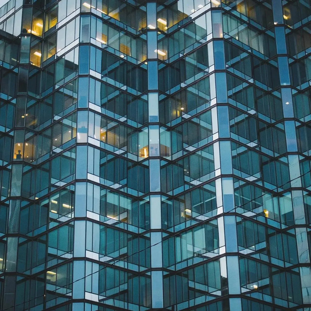 Modern architectural glass installation